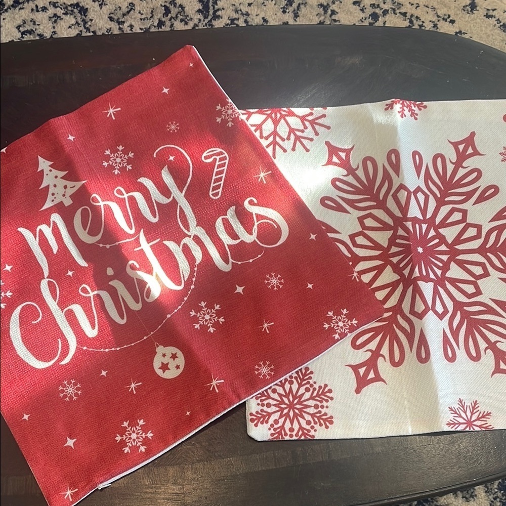 Red and White Merry Christmas Pillow Covers